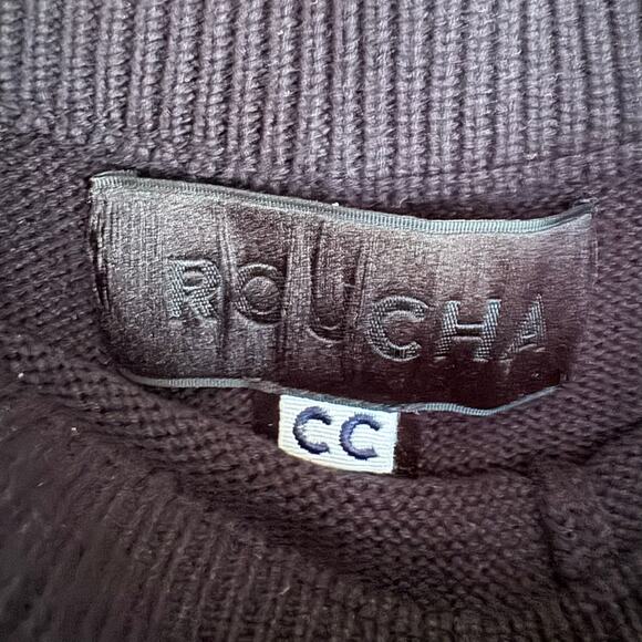 Roucha Cropped Pants Carmi Culottes Wide Leg Knit Pants Large Short Cotton Black - Picture 8 of 9